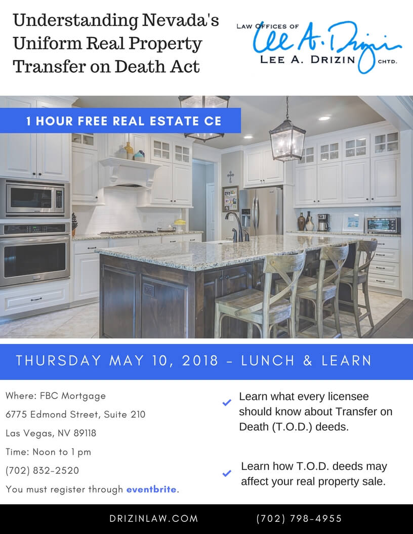 Free Lunch and Learn 1 hour Real Estate CE - May 10, 2018