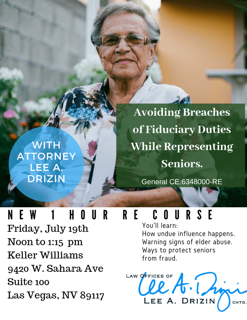 New 1 Hour RE Course on Representing Seniors - July 19