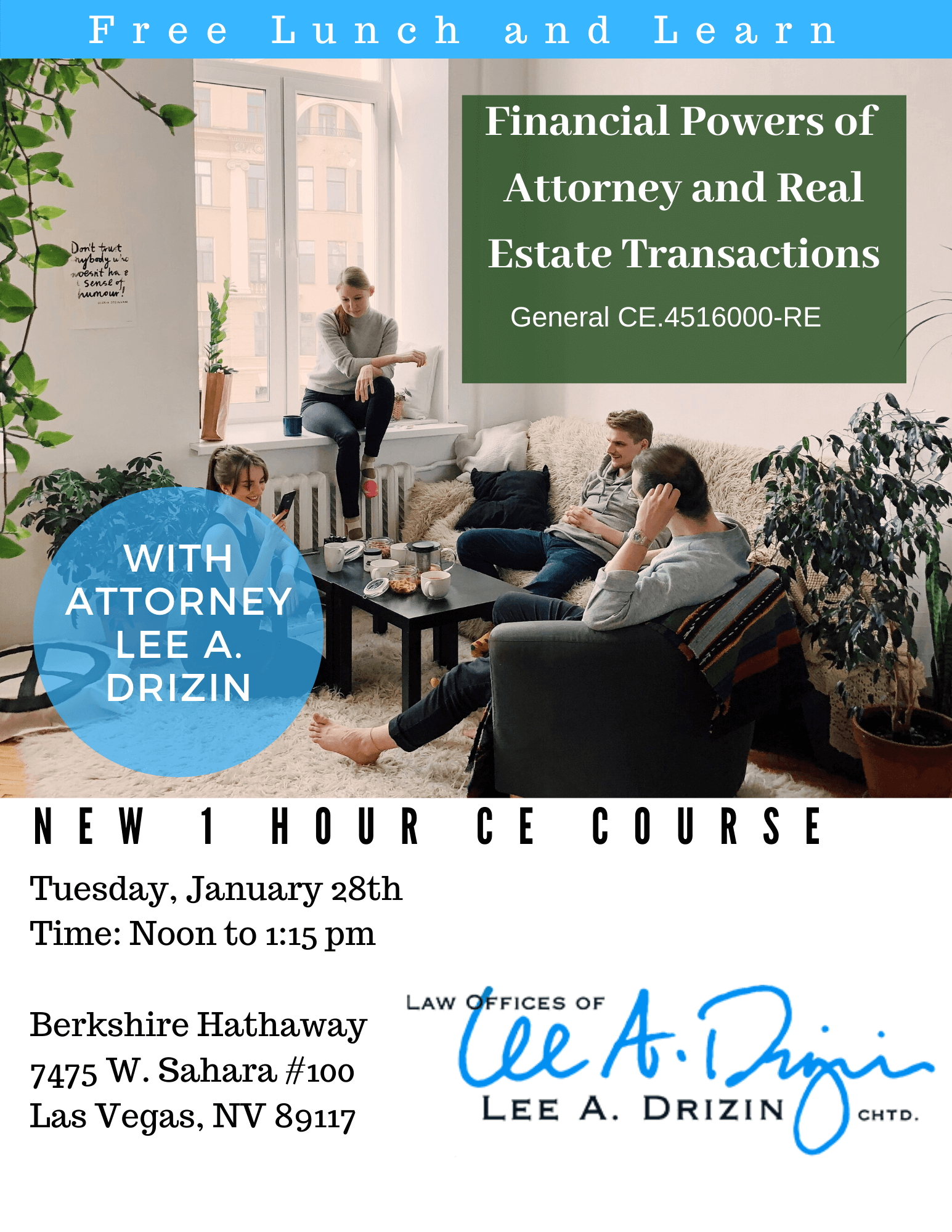 January 28th Free 1 hour Lunch and Learn
