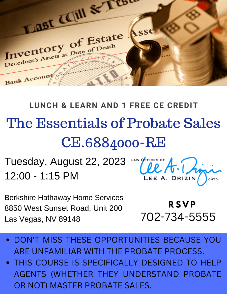 Essentials of Probate Sales August 22, 2023