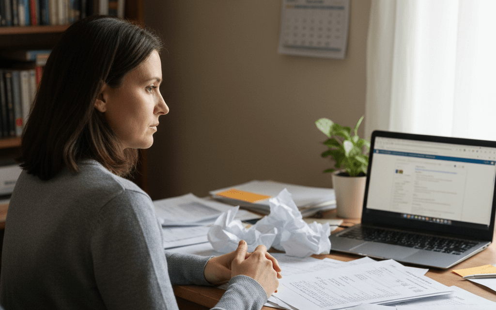 Woman reviewing legal documents while learning how to get guardianship of a parent