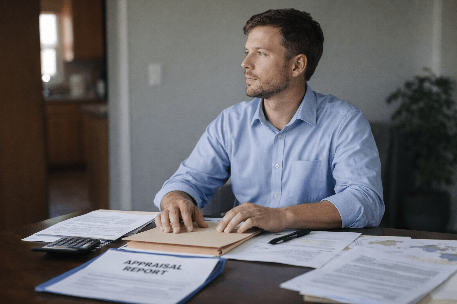 Man reviewing legal documents related to a Probate Sale during the estate settlement process