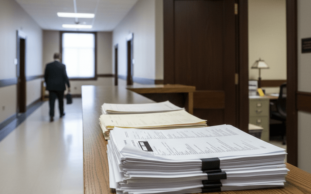 Legal paperwork prepared for guardianship of a parent court filing